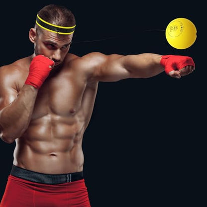 Boxing Reflex Ball Multifunctional Fun Effective Reaction Training | Kids Beginners Punching Headband for Adults Enthusiasts Families Friends Amateurs Lovers Fun Sports Activities - color: Yellow ball
