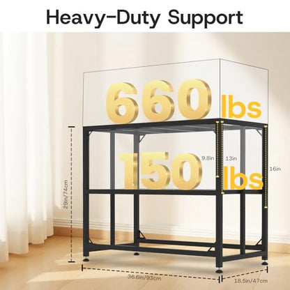 Fish Tank Stand, 40 Gallon Heavy Duty Metal Aquarium Stands, Reptile Tank, Turtle Tank, Breeder Tank Stand, 660LBS Capacity Terrarium Stand Rack with 2-Tier Storage Shelves (Black, 36.5"x18.5"x29.5") - color: Black, size: (40 Gallon)36.5"x18.5"