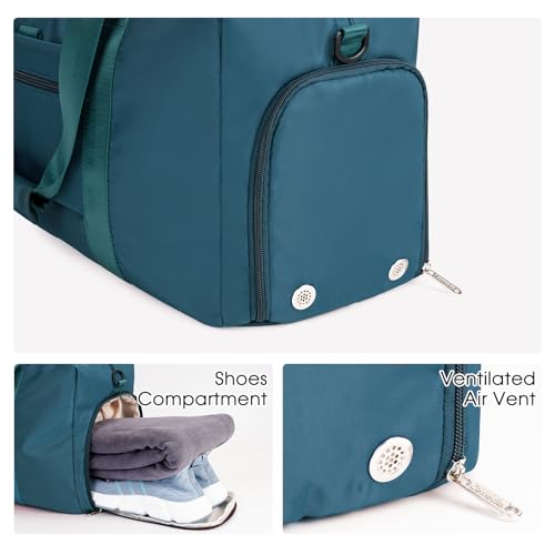 Ceneda 20" Gym Bag for Women with Wet Pocket & Shoe Compartment, Lightweight Duffel Waterproof Carry On Duffle for Travel, Yoga, Overnight (Teal) - color: Teal