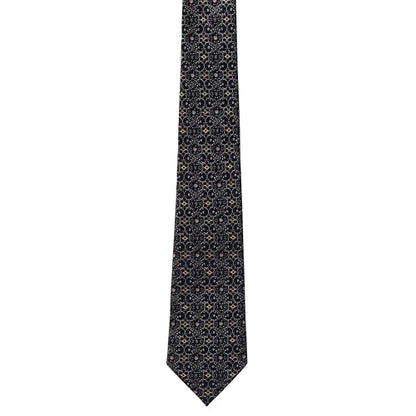 ASVP Shop Eid Necktie for Men Navy Blue and Gold Islamic Geometric Pattern Tie Muslim Holiday Dress Tie for Prayer Dinner Celebration Wedding