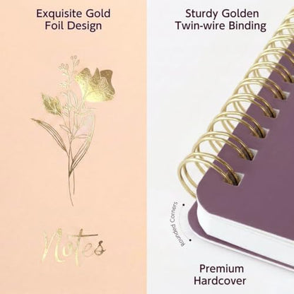 Prelady 2 Pack Pink & Purple A5 Spiral Notebook, College Ruled Bible Journal for Women with Storage Pocket, Aesthetic Back to School Supplies for Teen Girls - color: Pink & Purple