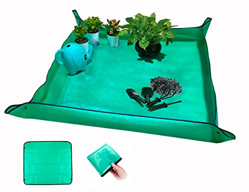 BIUWING Plant Repotting Mat,Waterproof Transplanting Mat,Foldable Indoor Succulent Potting Mat for Garden, Portable Gardening Mat for Indoor Plant Transplanting and Mess Control (39.4"*39.4" Green) - color: Green, size: 1pcs 39.4in*39.4in(square)