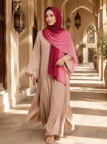 Gradient Dual Color Scarf，Elegant Ombre Headwraps Hijab, Modal Cotton Feel Lightweight Sunscreen Shawls for Women - color: 9#redpink