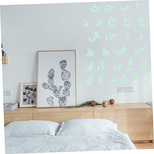Toddmomy Arabic Alphabet Glow Dark Wall Sticker Educational Decals for Boy Girl Room Nursery Decorative Arabic Letters Wall Art