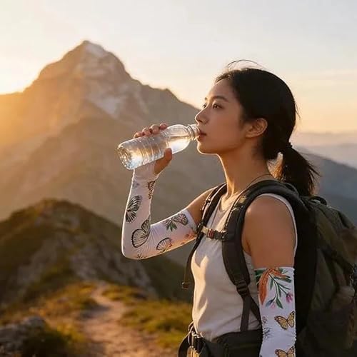 Women's UV Sun Protection Cooling Arm Sleeves-Breathable Long Sleeves to Cover Arms for Gardening, Driving, Cycling & Hiking. Elastic, Stay-Up Design Provides Comfort & UPF 50+ Shield.