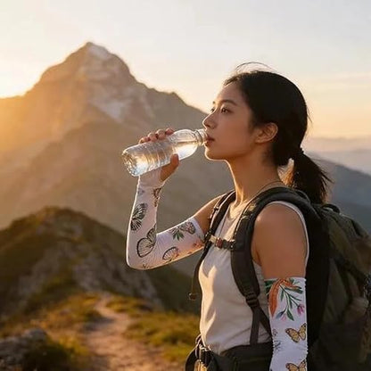 Women's UV Sun Protection Cooling Arm Sleeves-Breathable Long Sleeves to Cover Arms for Gardening, Driving, Cycling & Hiking. Elastic, Stay-Up Design Provides Comfort & UPF 50+ Shield.