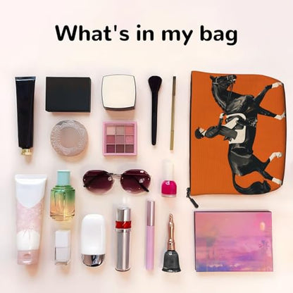 Equestrian Rider On Black Horse Fake Hemp Makeup Bag Travel Bags Toiletry Pouch With Zipper 9.45 X 6.7 In - color: Equestrian Rider On Black Horse