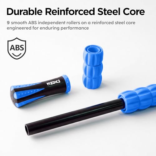 Muscle Roller & Massage Roller Stick for Athletes - Lymphatic Drainage Support, Relieves Muscle Soreness, Cramping & Tightness - Targets Legs, Arms, Back & Calves （Blue Wheel） - color: Blue