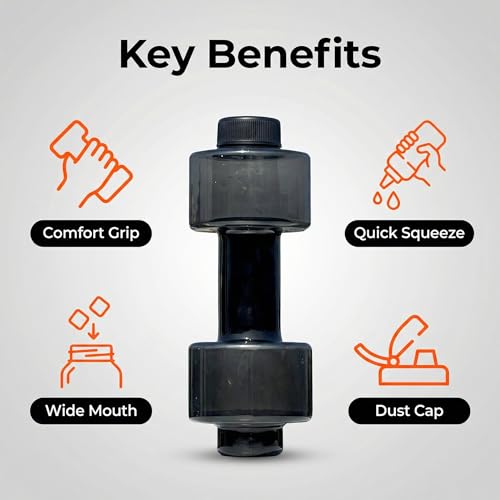 BDumbbell Shaped Sports Water Bottle Durable Plastic Gym Water Kettle For Fitness Outdoor And Daily Use - color: black