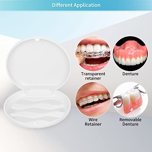 Annhua Orthodontic Retainer Case with Vent Holes, Denture Storage Case Slim Mouthguard Container Aligner Case with Magnetic Closure for Household|Travel|Office - White - color: White