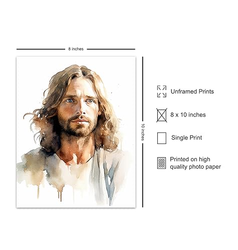 Jesus Christ Christian Wall Decor - Jesus Poster, Picture, Painting - Religious Wall Art - inspiring Christian Gifts for Women, Men - Spirituality Inspiration, Prayer, Psalms, Blessing Art Print