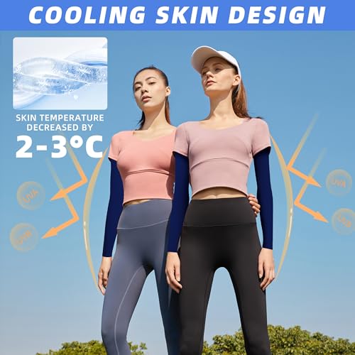 BHYTAKI UV Sun Protection Arm Sleeves, UPF 50 Sports Cooling Arm Compression Sleeves for Men Women Teenager - color: 1 Black+1 Dark Gray+1 Light Gray+1 Navy Blue