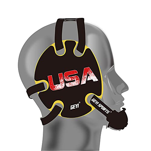 Wrestling Headgear with USA and Flag Wraps (Yellow, Adult) - color: Yellow, size: Adult