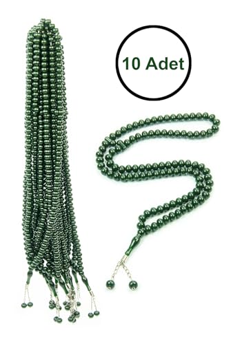 ihvan online, Tasbih Prayer Beads 99, Pack of 10, Muslim Prayer Bead, Islamic Rosary Bead, Dhikr, Tasbeeh Bulk, Misbaha, Masbaha, Tespih, Islamic Gift for Ramadan & Mawlid & Hajj Umrah - color: Dark Green