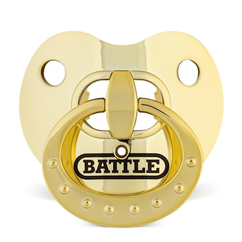 Battle Sports Binky Oxygen Football Mouthguard - Detachable Strap, Maximum Breathability, Works with Braces & No Boiling Required - color: Chrome Gold