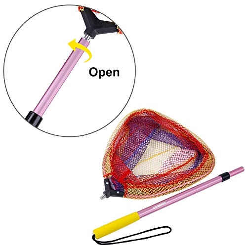 Kids Fishing Net - Telescoping Bait, Minnow, and Butterfly Net With 11.4" Depth, Handle Extends to 30" for Easy Catch and Release - color: Pink-1pack