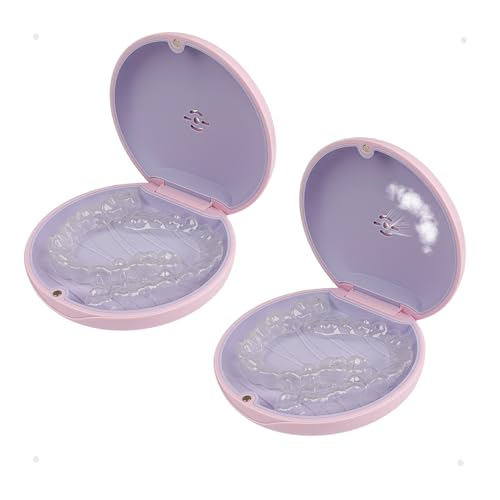 2 Pack Retainer Case with Vent Hole, Compatible with Invisalign | Portable Slim Travel Aligner Case,Secure Magnetic Closure-Food Grade Silicone Pad(2 Pack Pink) - color: 2 Pack Pink