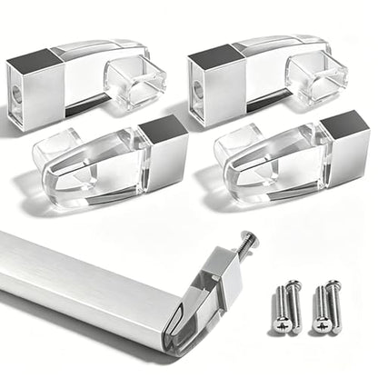 Compatible with Alumax/Basco Shower Door Parts - 4 Pack Clear Acrylic Towel Bar Brackets Replacement Parts for Framed Sliding Glass Shower Door Handle - Towel Bar NOT Included