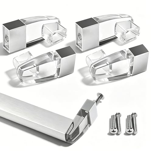 Compatible with Alumax/Basco Shower Door Parts - 4 Pack Clear Acrylic Towel Bar Brackets Replacement Parts for Framed Sliding Glass Shower Door Handle - Towel Bar NOT Included