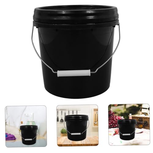 Enhanced Durability Plastic Bucket Lid Handle for Cleaning Laundry Water Wine Milk Versatile Storage - color: Black
