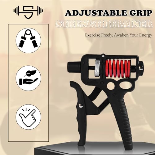 Adjustable 10–400 lb Grip Strength Trainer (Premium Adjustable Grip Strengthener for Forearm Training) Alloy Frame, Titanium-Plated Steel, TPR Non-Slip Handles | Color Black