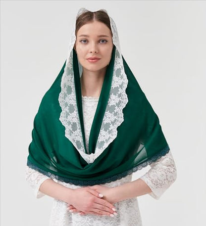 Leimandy Infinity Chapel Veil Hijab Scarf Head Wrap for Muslim V96 - color: Dark Green