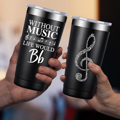 Fufandi Music Lover Gifts for Men Male, Him, Music Teacher Gift - Gifts for Musical Lovers, Musician Tumbler Gift - Tumbler Cup 20oz - color: Music Life Black