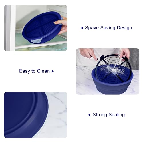 Collapsible Batter Bowl - Breading Bowl Shaker with Lid, Deep Blue - color: Deep Blue