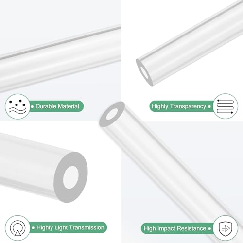 M METERXITY 2-Pack Clear Rigid Acrylic Pipe, 8mm[0.31"] ID x 18mm[0.71"] OD Plastic Round Tube for Water Cooling System/Lamps/Fountains/Aquariums/Display Stand, Acrylic Tubing [305mm/12IN] - size: 8mm ID x 18mm OD