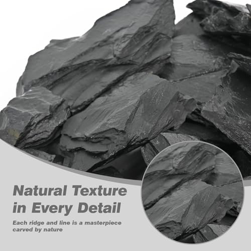 Unocho Natural Slate Stone Reptile Basking Platform Rocks 20lb Tortoise Habitat Flat Rocks for Aquarium Amphibian Vivariums Paludarium Garden Landscaping and Model Railroad(2-8 inches) - size: 20LB(2-8 inches)