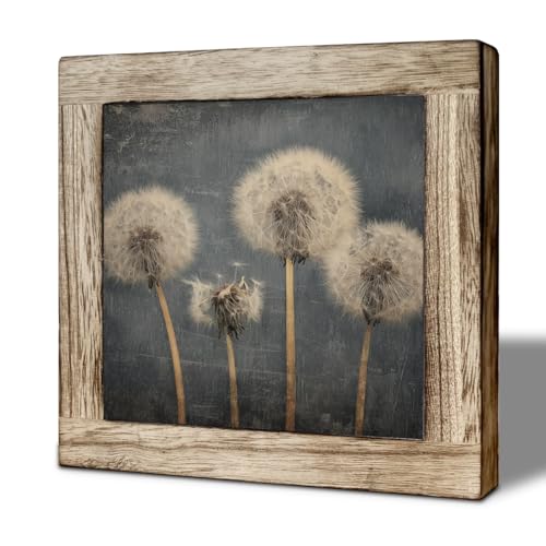 Vintage Dandelion Wooden Desktop Sign, Rustic Botanical Flower Art Wood Plaque Tabletop Decor for Living Room, Desk or Shelf - color: color45