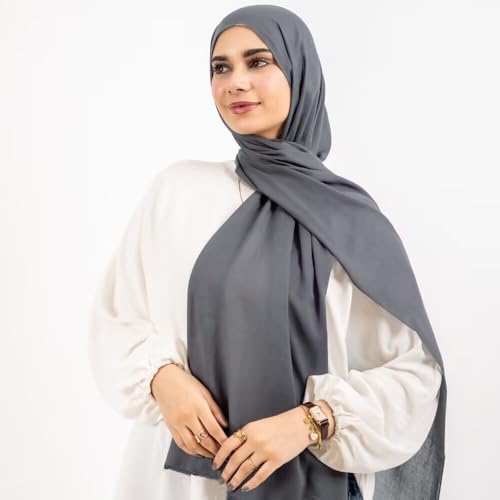 Non-see-through Premium Jersey Maxi Hijab Head Scarf Wrap for Muslim Women - color: Grey