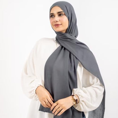 Non-see-through Premium Jersey Maxi Hijab Head Scarf Wrap for Muslim Women - color: Grey