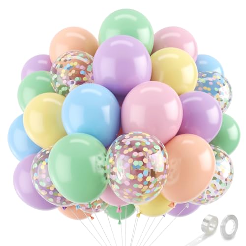 Zesliwy Pastel Colorful Balloons Set, 50pcs 12In, Latex, Party Decorations - color: Pastel Rainbow