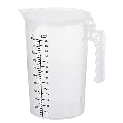 PATIKIL Graduated Beaker, 2000ml PP Plastic Liquid Measuring Cup Double Sided Black Graduations with Handle Lid and Spout for Lab Kitchen Home - size: 2000ml