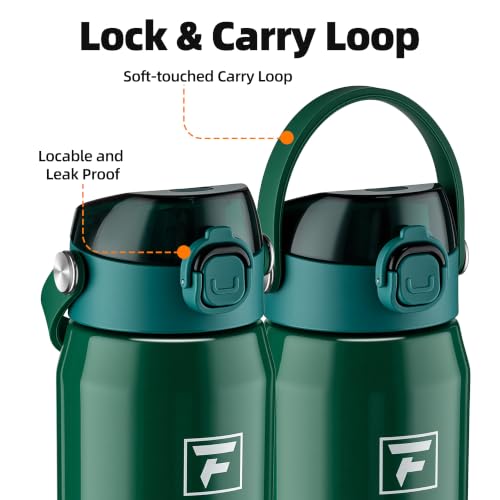 Fanhaw 24 oz Insulated Stainless Steel Water Bottle with 2-in-1 Straw& Chug Lid, Leakproof Wide Mouth Vacuum Bottle for School, Sports, Kids, Teens& Adults, Back to School Essentials (Mars Green) - color: Mars Green