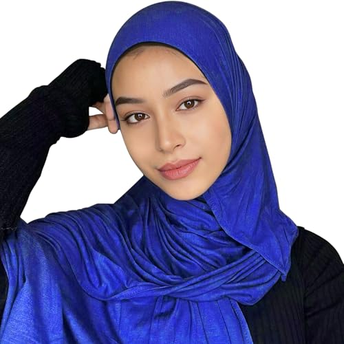 Modal silk scarf for Women Long Scarf for African Hair Wraps Stretch Head Wrap Scarves Fashion Long Scarf Shawls - color: Blue-soft Cotton Muslim, size: 27x67inch