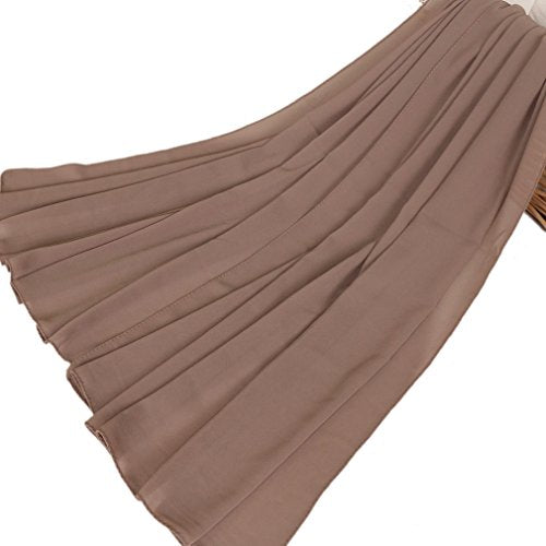LMVERNA Solid Color Bubble Chiffon Scarf for Women Fashion Soft Hijab Long Scarfs Wrap Scarves - color: Khaki