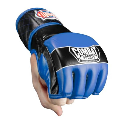 Combat Sports Traditional MMA Fight Gloves - color: Black / Blue, size: X-Large