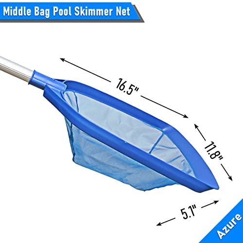 Poolvio Swimming Pool Leaf Skimmer Net, with 5 Sections Telescopic Aluminum Pole & Nylon Medium Fine Mesh Pool Net, Pool Cleaning Tool for Removing Leaves & Debris - size: Pool Skimmer with Pole