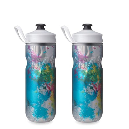 HydraPak | Polar Bottle - Polar Sport Insulated Water Bottle 2-Pack - BPA-Free, Sport & Bike Squeeze Bottle with Handle (Splash Multi, 600ml / 20oz) - color: Splash Multi, style: 20oz/600ml (2-Pack)