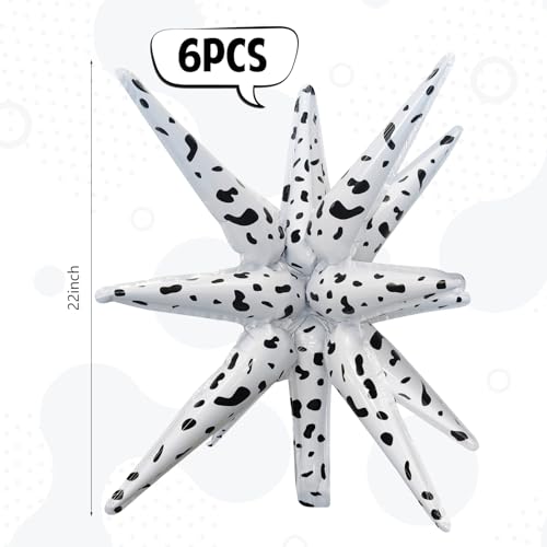 6 Pcs Spots Star Foil Balloons One-Piece 14-Pointed Star Balloon 4D Starburst Cone Mylar Balloon 22inch Christmas Birthday Wedding Wedding Anniversary Party Supplies (Spots) - color: 22 Inches Spots
