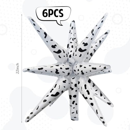 6 Pcs Spots Star Foil Balloons One-Piece 14-Pointed Star Balloon 4D Starburst Cone Mylar Balloon 22inch Christmas Birthday Wedding Wedding Anniversary Party Supplies (Spots) - color: 22 Inches Spots
