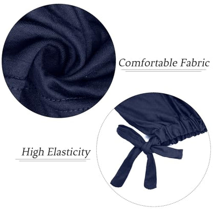 5Pcs Islamic Muslim Under Hijab Cap Inner UnderScarf for women Inner Under Scarf Hat Hijab Cap with Tie Back Closure - color: Black\blue\white\beige\khaki