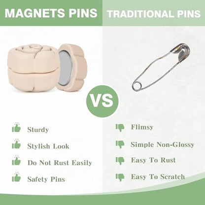 12 Pairs Hijab Magnets Strong Hijab Pins for Women Pinless Magnetic Clothing Clips for Scarf Veil Shirts Dress Muslim Islamic Gifts for Women - Rose - color: Rose
