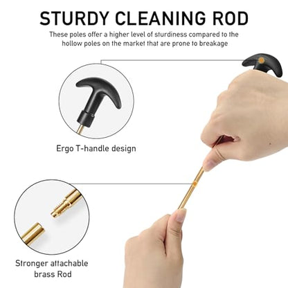ELVO Gun Cleaning Kit 21-Piece Brass Set (.22 9mm .357 .38 .40 .45) | Brass Components, Fits Handgun Calibers, for Gun Owners