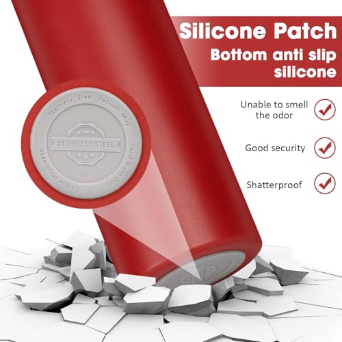 Insulated Water Bottle 24oz, Stainless Steel Double Wall Vacuum Sports Flask with 2-in-1 Straw & Chug Lid, BPA-Free, Leak Proof, Keeps Cold 24H for Travel Gym School - color: Red 750