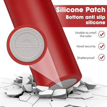 Insulated Water Bottle 24oz, Stainless Steel Double Wall Vacuum Sports Flask with 2-in-1 Straw & Chug Lid, BPA-Free, Leak Proof, Keeps Cold 24H for Travel Gym School - color: Red 750