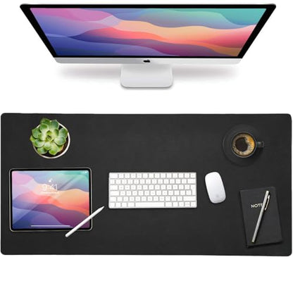 Vine Creations Leather Desk Protector, Non Slip 32" x 17" Office Desk Mat (Black) - color: Black, size: 32" x 17"