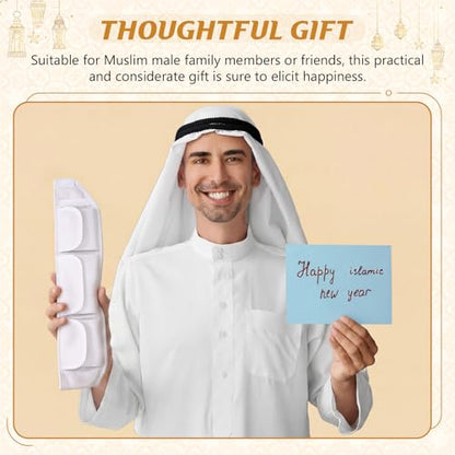 Dansydaisy Ihram Belt for Hajj and Umrah White Adjustable Ihram Waist Belt with Zippered Pockets Fits 32" up to 52" - style: 3 Pocket